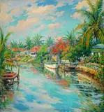 Carl W. Brandien, Himarshee Canal, Ft. Lauderdale, Florida, 1946, oil on board