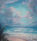 Carl W. Brandien, Tropic Moonlight, Ft. Lauderdale Beach, Florida, 1946, oil on board