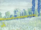Charles E. Burchfield, Landscape with Trees and Telephone Poles