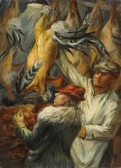 Charles W. Thwaites, At the Market, c.1935, oil on masonite