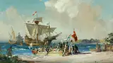 Anita Parkhurst Wilcox, Columbus Discovering the New World, oil on canvas