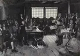 Howard Pyle, 'The First Visit of William Penn to America - A Conference with the Colonists', gouache en grisaille