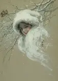 Harrison Fisher, Snowbirds, 1910, watercolor and gouache on paper