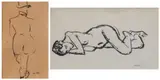 Albert Marquet, Le dos d'un homme (double sided); Nue repossée (2), ink on paper