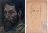 Jean Marchand, Self Portrait, 1912; Auto-Portraits (2), first oil on canvas; second ink and watercolor on paper