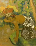 Young Girl Bathing at the River by Georges Henri Manzana Pissarro, mixed media on paper on board, sold Nov 2008
