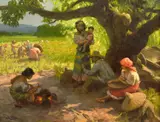Fernando Amorsolo, Family Resting in the Shade, 1947, oil on canvas