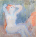 Louis Legrand, Femme rousse bras levés, pastel on paper