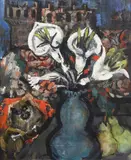 Philip Evergood, Dog on Silk Cushion, 1965, oil on canvas