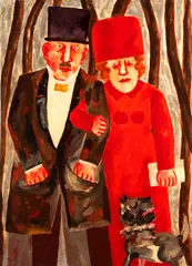 Franz Borghese, Couple with Dog, oil on canvas