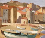André Lhote, Coastal Village, oil on panel