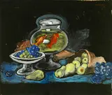 Max Pechstein, Stilleben mit Goldfischglas, 1930, gouache on paper