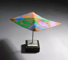 Expressionist Rectangle, 1998 - 1999 by George Rickey, aluminum with polychrome on aluminum and marble base, sold Nov 2008