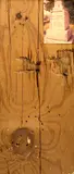 William S. Burroughs, Mr. Bradley / Mr. Martin, 1982, photo with gunshot holes on plywood