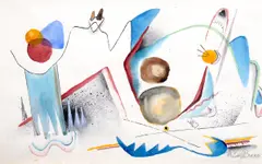 Composition by Rudolf Bauer, c. 1920, watercolor and ink on paper, sold Nov 2008