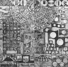 Matt Mullican, Untitled, 1984 (2 parts), oil stick and acrylic on canvas