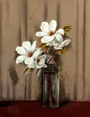 Still Life with Dogwood Blossoms by Alfredo Ramos Martínez, tempera, pastel and charcoal on chipboard, sold Nov 2008