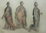 Tres mujeres by Francisco Zúñiga, 1978, pastel and charcoal on paper, sold Nov 2008