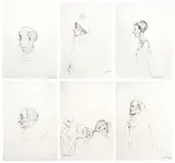 Rafael Coronel, El quemado, 1967; Untitled, 1967; Untitled, 1967; Mi abuela, 1967; Untitled, 1967; Untitled, 1967 (6), pencil on paper