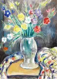 Untitled (Flowers in a Vase) by Víctor Manuel García Valdés, mixed media on paper, offered Nov 2008