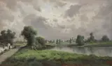 Ransome Gillett Holdridge, Figures near a Stream on a Stormy Afternoon
