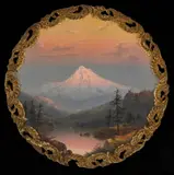 Mount Hood and Lost Lake by William Samuel Parrott, oil on a paper molding with applied composite ornament, sold Aug 2008