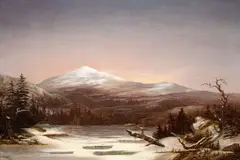 Frederick A. Butman, A Lake and Snow-coated Mountains at Sunset, 1858, oil on canvas
