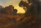 William Keith, Cattle Watering along a River, oil on canvas