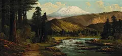 Joseph Englehart, Indian Encampment near a Mountain Stream, oil on canvas