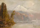 Thomas Hill, Edge of a Lake, oil on board