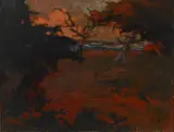 Xavier Martínez, Dusk at Cypress Grove, oil on canvas