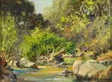 Albert DeRome, Laura Maxwell's Creek, 1942; Asilomar Dunes, 1943 (a pair), oil on canvas