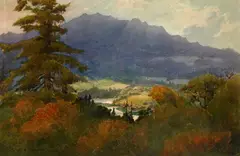 Albert DeRome, Bear Buttes, Eel River, Garberville, 1920, watercolor on paper