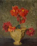 George Laurence Nelson, A Bouquet of Fox Gloves and Delphiniums; A Cut Bouquet (Flower Piece) (2), oil on canvas