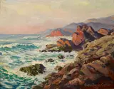Walter Barron Currier, Malibu Coast, 1931, oil on canvas
