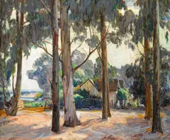 Peter Nielsen, Houses near the Coast, oil on canvas