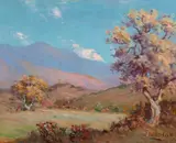 William Lees Judson, Fall Trees and Blue Mountains, thought to be San Simeon Creek