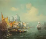 George Thompson-Pritchard, Sailboats near Santa Maria Della Salute; A Ship Docked near Tower Bridge (2)