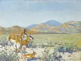 Belmore Browne, Sketch for Antelope Group, oil on board