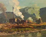 William S. Darling, The Sawmill, oil on board