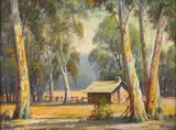 Paul Grimm, Cabin in the Trees; Farm in a Landscape (a pair)