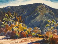 Stanley Wood, Autumn Brush with Blue Hills, thought to be Carmel Valley, 1931, watercolor on paper