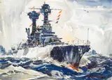 Arthur J. Beaumont, The Battle Column, USS Maryland, 1940, watercolor on paper