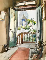 Shrine by Barse Miller, 1935, watercolor on paper, offered Aug 2008