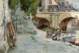 Donald Teague, Wash Day, Moret Sur Loing, France, watercolor on paper