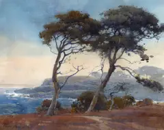 Windswept Trees by Percy Gray, 1924, watercolor on paper, sold Aug 2008