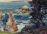 William Posey Silva, A Foggy Day, Pt. Lobos, oil on board