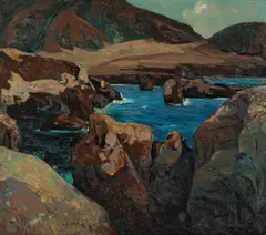 Carmel Rocks by John O'Shea, oil on canvas, offered Aug 2008