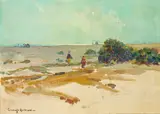 The Artist's Family on the Sand Dunes by Granville Redmond, oil on canvas on board, sold Aug 2008