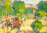 Gypsy Train by Selden Connor Gile, circa 1935, oil on board, sold Aug 2008